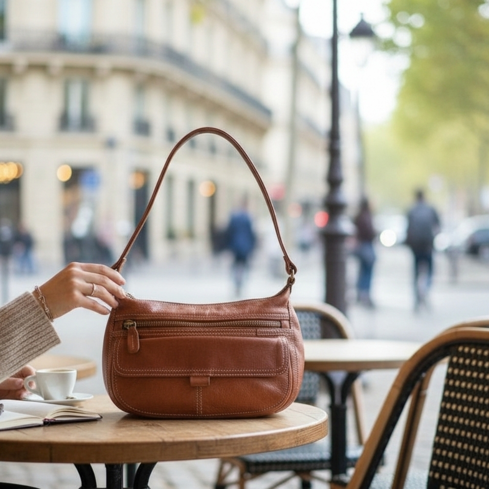 Fossil brown leather shoulder bag with ID holder,genuine leather, hobo style. - Picture 2 of 12